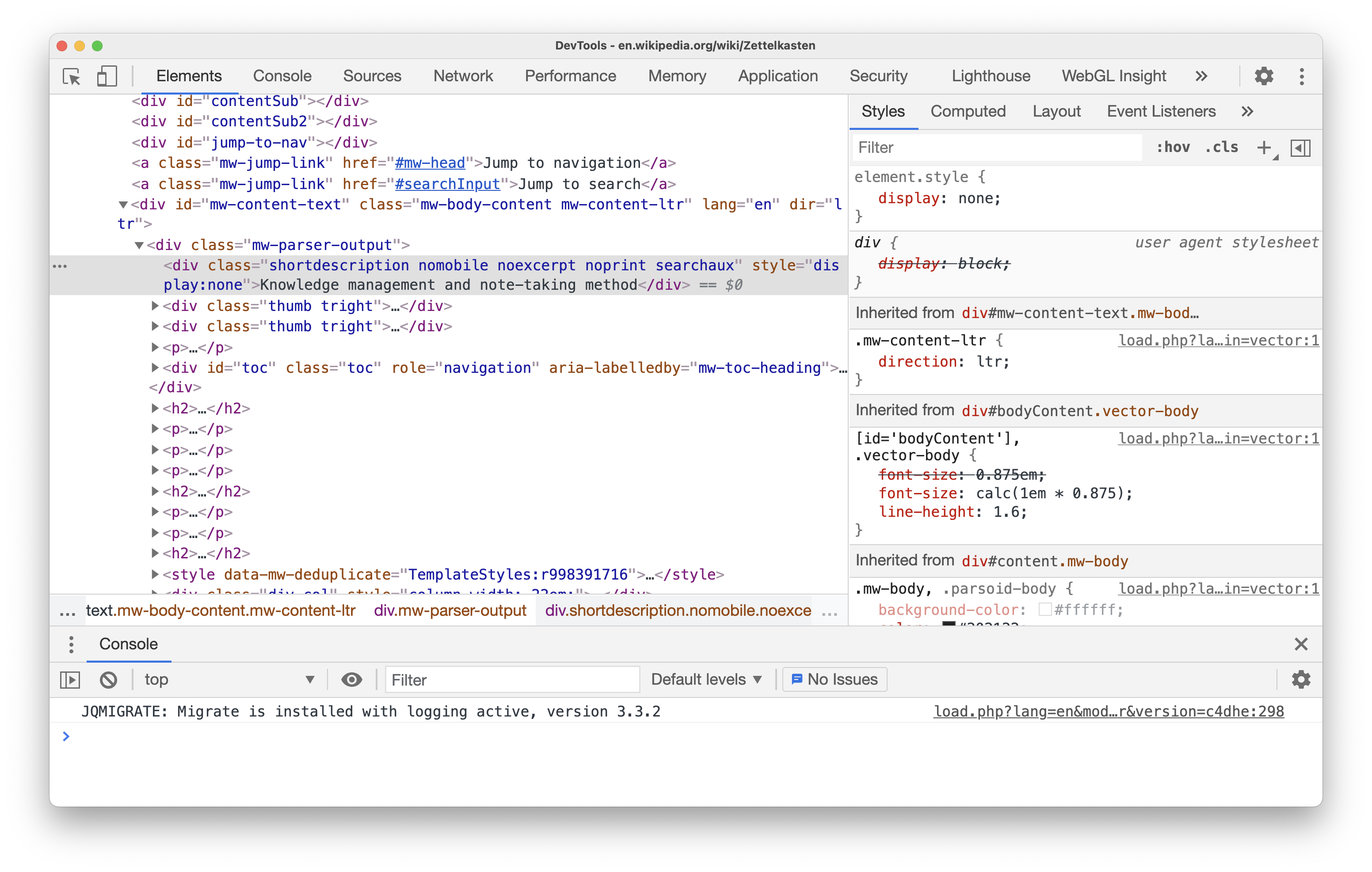 Captura de Tela (screenshot) do Chrome Developer Tools (Ferramentas do Desenvolvedor) em um computador macOS